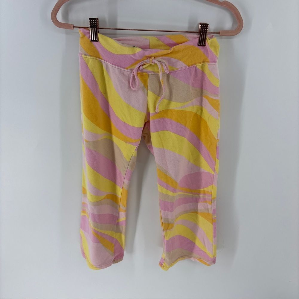 Love letters Vibrant Pink and Yellow capri Leggings with Zebra Stripes women’s s